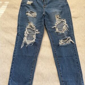 SHEIN Ripped Blue Boyfriend Jeans